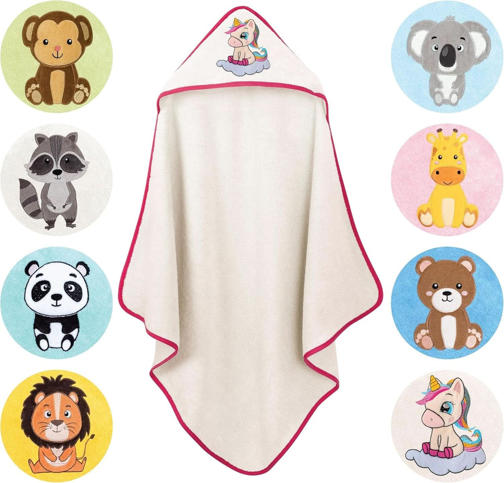 LAYNENBURG Premium Baby hooded bath towel, 100% cotton - Oeko TEX, 80 x 80 cm Mother and Child Naty Shop Cream, unicorn