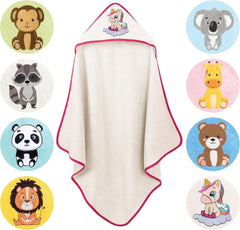 LAYNENBURG Premium Baby hooded bath towel, 100% cotton - Oeko TEX, 80 x 80 cm Mother and Child Naty Shop Cream, unicorn