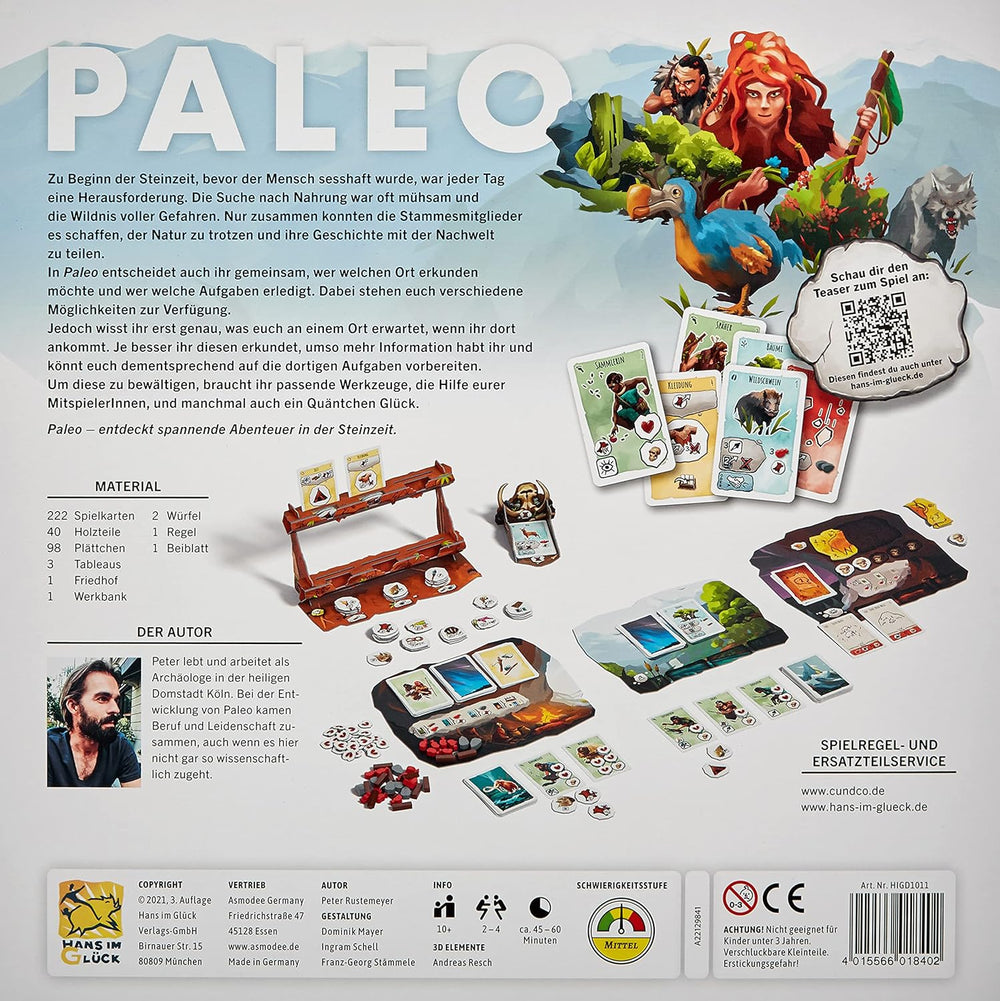 Hans im Glück, Paleo, joc de bază, Kennerspiel des Jahres 2021 (Jocul expert al anului 2021), joc de masă, 2-4 jucători, cu vârsta peste 10 ani, 45-60 minute, germană