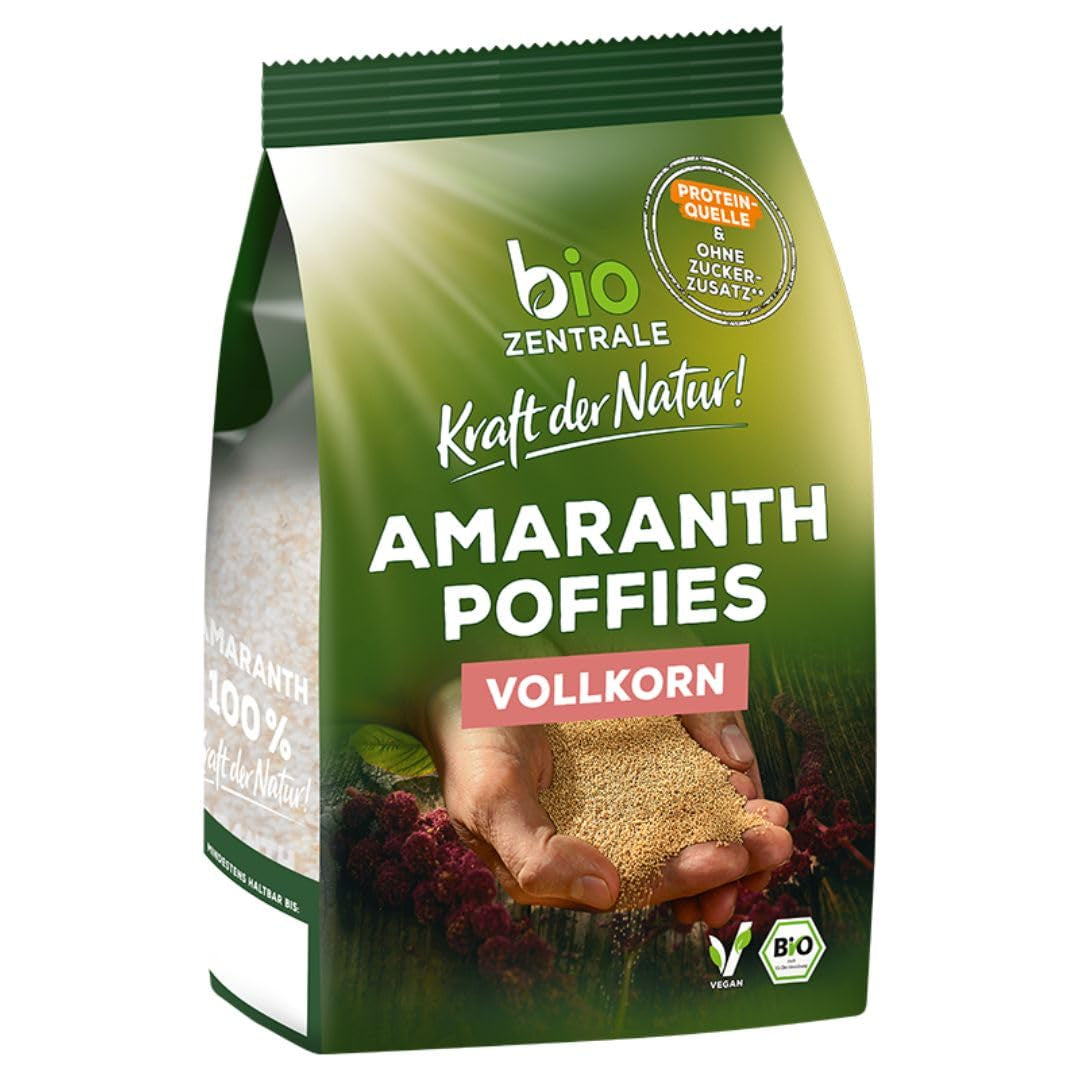 Biocentral amaranth puffs | 125 g | vegan | small expanded amaranth grains | protein source | for muesli, yogurt and colorful breakfast bowls