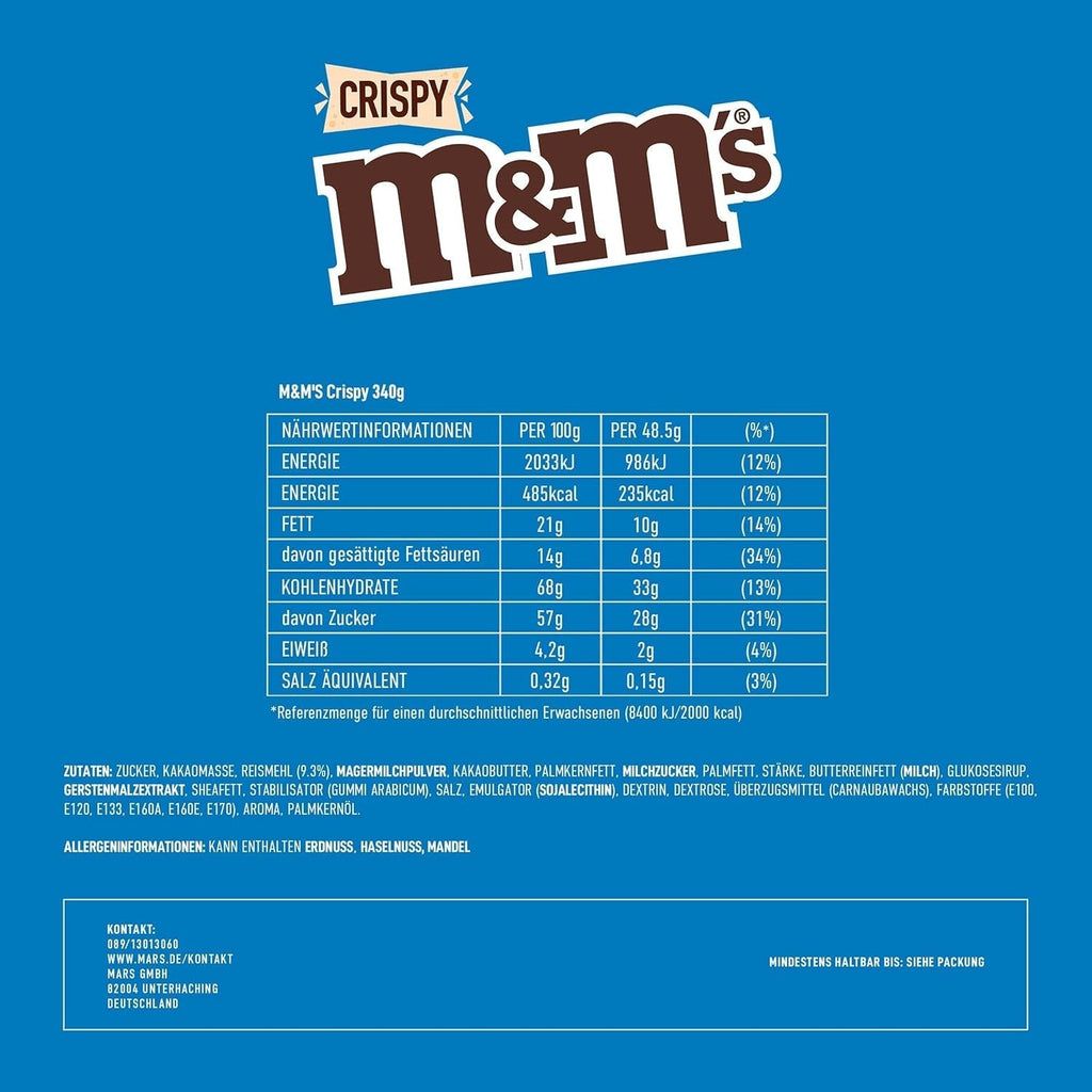 M&M'S Crispy, chipsuri de ciocolată cu miez crocant Bomboane de Ciocolata Naty Shop
