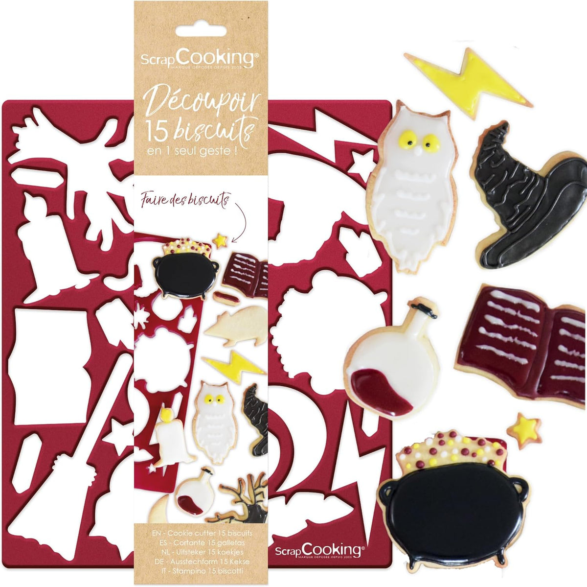 RECIPIENTE DE GĂTIT - Formă de tăiat fursecuri, Wizard – Tavă de copt cu forme pentru fursecuri, shortbread, decorațiuni 2066