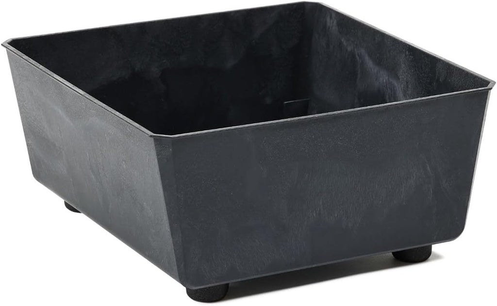 Jardinieră dreptunghiulară LAMELA cu picioare elegante – Ghiveci gri cu aspect de beton, fabricat din plastic robust, 37x17 cm, 6L – Rezistent la intemperii și ușor de curățat – Pentru interior și exterior