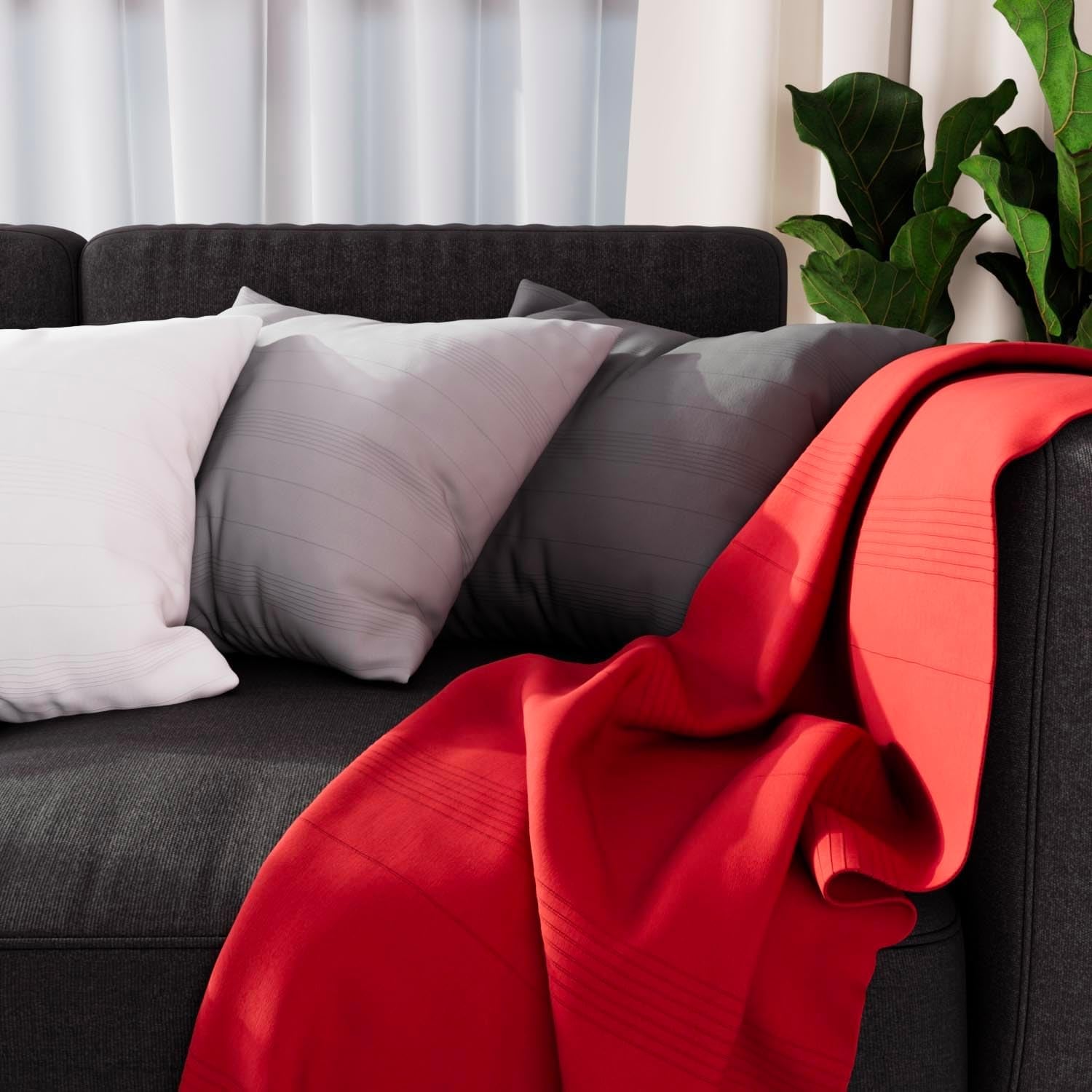 Soleil D'Ocre Adele Plaid, thrown by the armchair, Polycoton, Grey, 140 X 200 Cm Beds and Blankets Besuche den Soleil d'ocre-Store Red 140 X 200 Cm