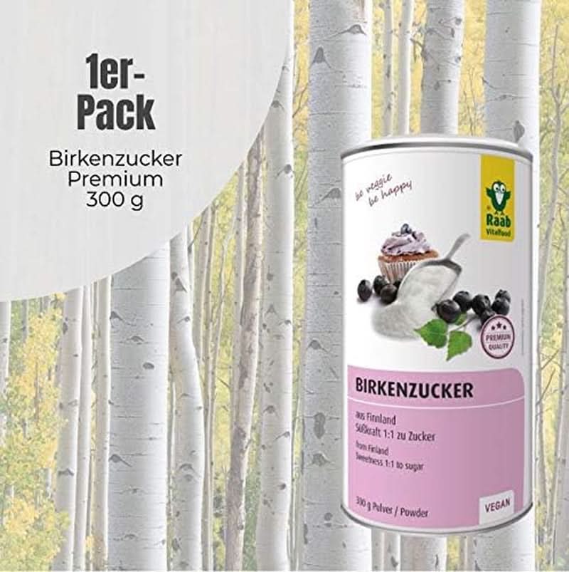 Raab Vitalfood Premium, Birch sugar with Xylitol sweetener, Vegan, 1:1 Alternative to sugar, 300 grams Sweeteners Naty Shop