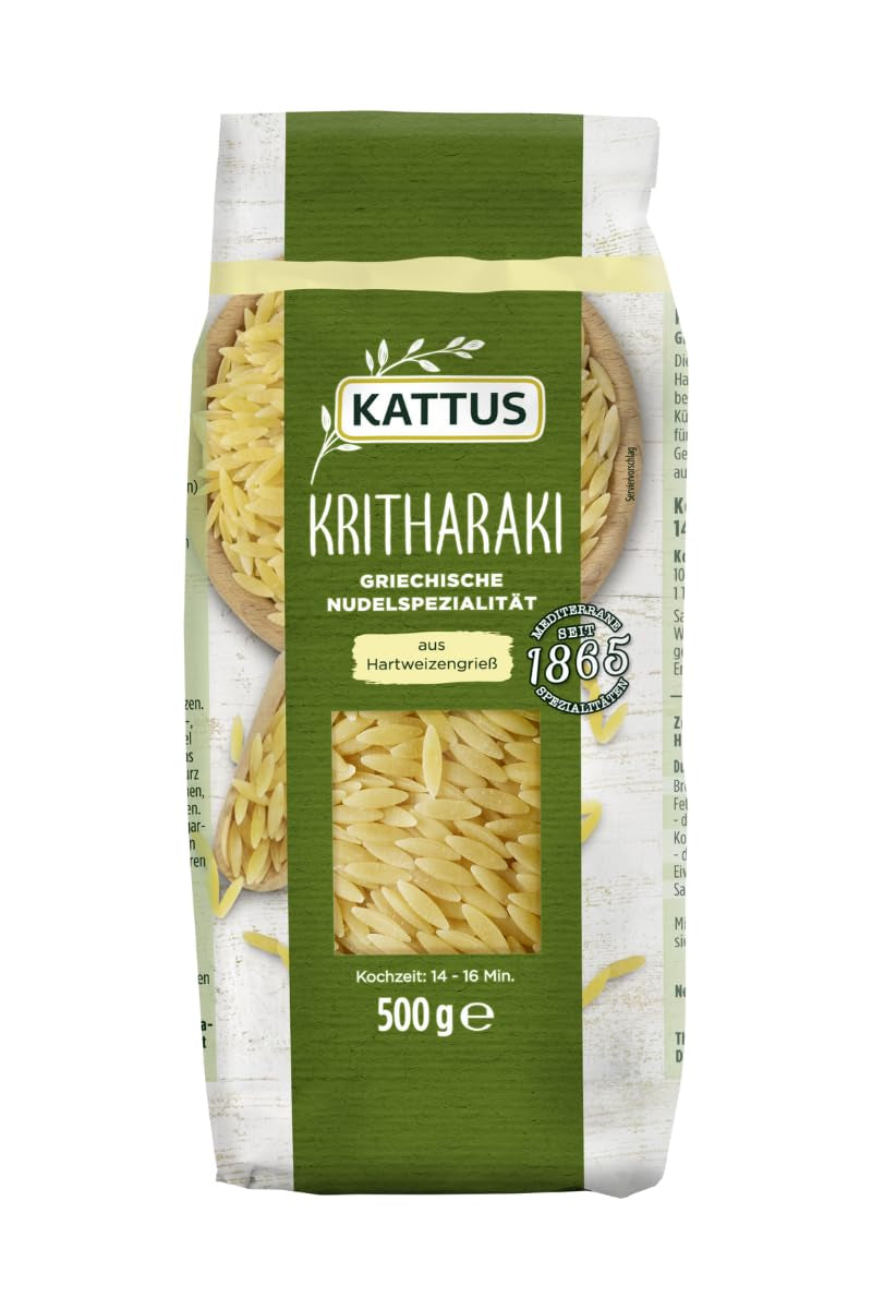 - Kritharaki Nudeln (Reisnudeln/Risoni/Orzo) | Griechische Nudelspezialität aus Hartweizengrieß | 500 g in Bag