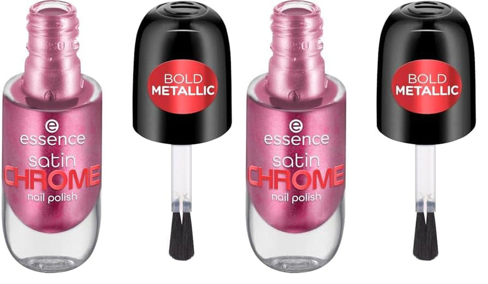 Oja Essence Satin CHROME, nr. 02, roz, acoperire completă, rezultate expres, pigmentată intens, metalică, vegană, fără particule de microplastic, fără parfum, fără parabeni, 1 pachet (8ml)