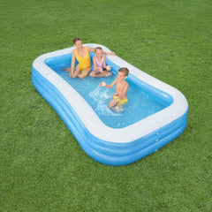 Bestway Family Pool Deluxe Rectangular Children's Pool Easy to Install Blue 305x183x56cm Inflatable Mattresses and Inflatable Accessories 305x183x56cm Color