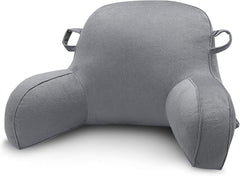 Pernă de citit, pernă de odihnă la pat pentru adulți și copii, pernă confortabilă din catifea pentru spate, cu cotiere, buzunare și mâner pentru a sta jos în pat, pernă de spate pentru citit, studiat și vizionat la televizor