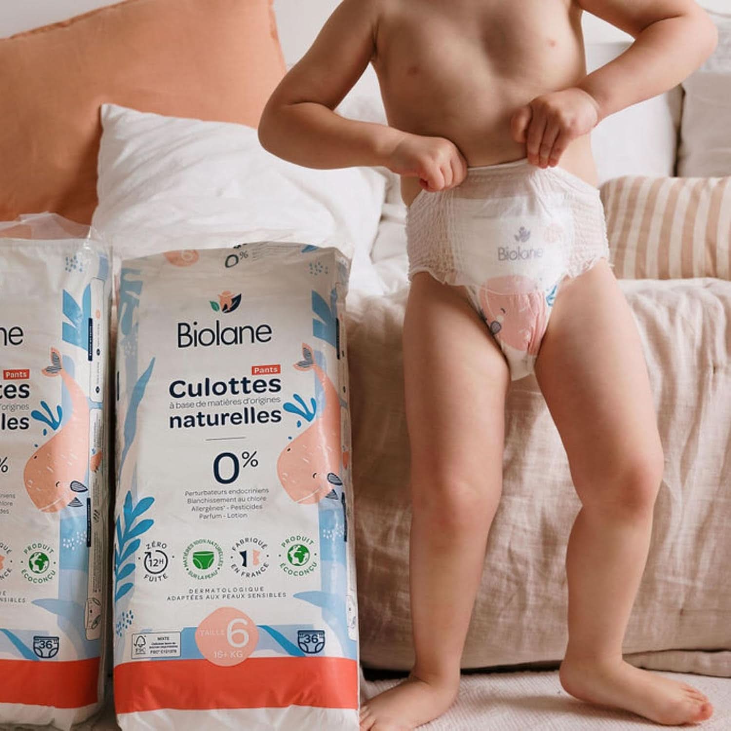 BIOLANE - Diaper pants - Size 6 (16 + kg) - No leaks for 12 hours - 1 month package - 108 diapers - Ecologic Mother and Child Naty Shop