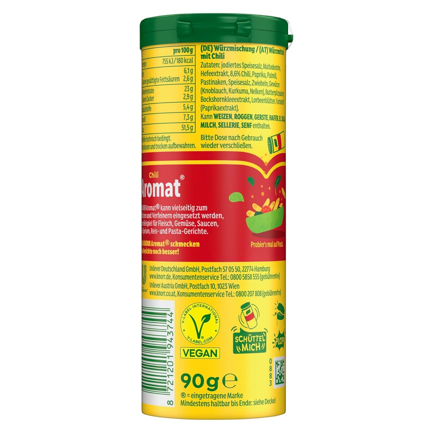 Knorr Würzmischung Chili Flavored for quick dishes to season and season potatoes, pasta, vegetables and more 90 g