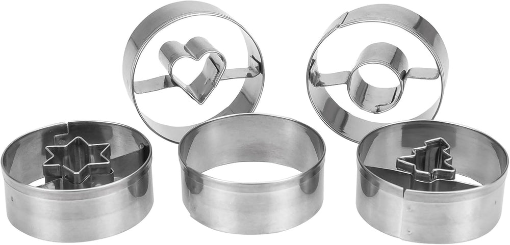 Set de 5 forme de biscuiți Städter Linzer, design Spitzbub, din oțel inoxidabil - diametru 4 cm - înălțime 1,5 cm - potrivite pentru copt sau meșteșuguri, 954199, argintiu