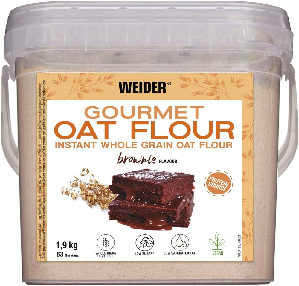 Weider Gourmet Oatmeal (1.9 kg) brownie flavor. Whole grain oatmeal. Low sugar protein source.