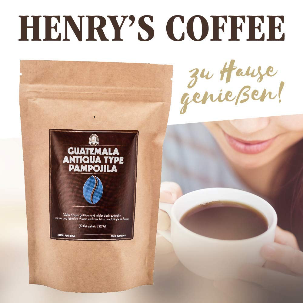 Henry´s Kaffee - Guatemala Antiqua Type Pampojila 1000g - lebhafte Aroma - unaufdringliche Säure - erlesene Qualität - Handwerklich in Deutschland geröstet - Kaffeebohnen direkt vom Bauern