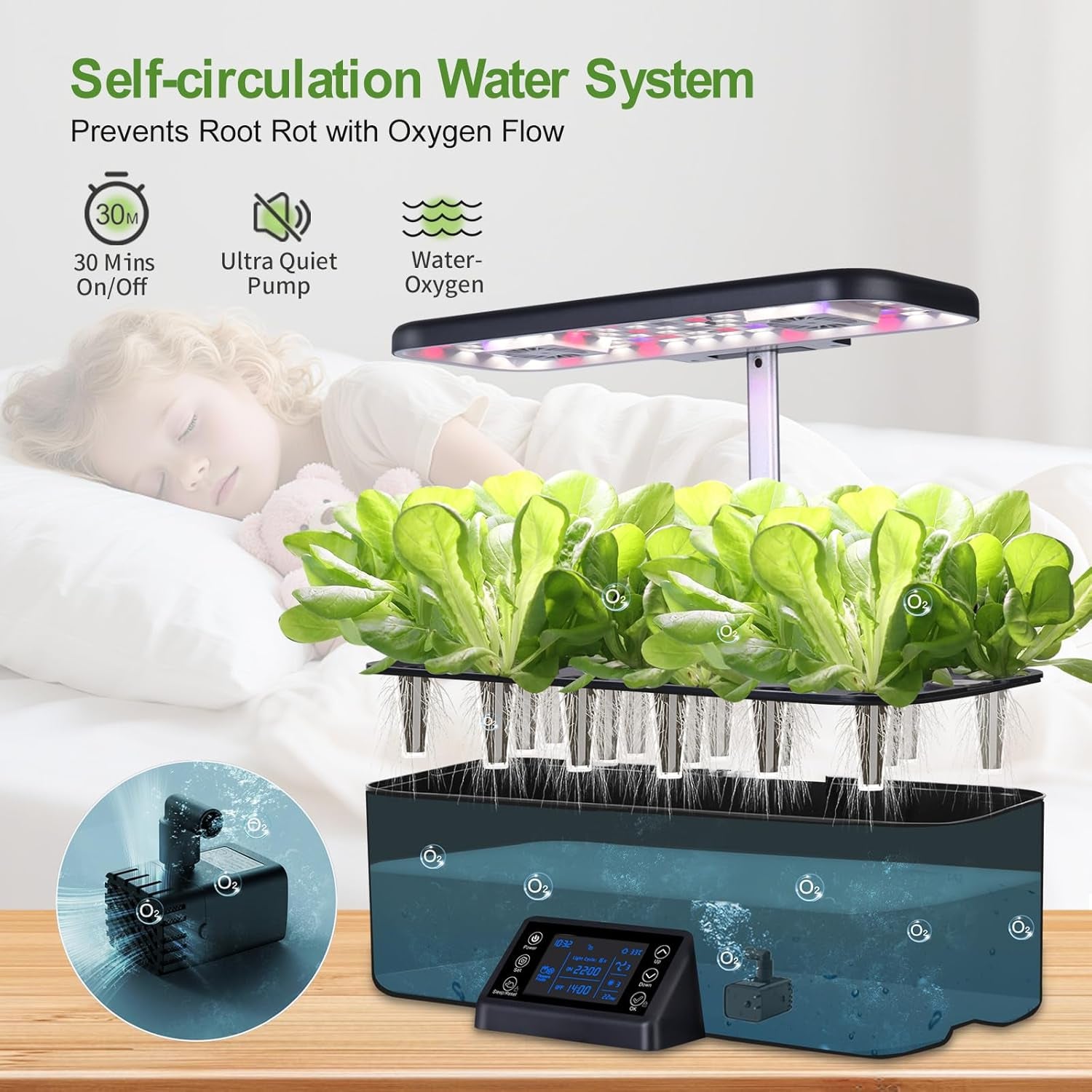 Indoor Hydroponic Grow System with Smart Lighting Schedule Settings, Full Spectrum Grow Light Herb Garden Pots, 17 Capsules, Black