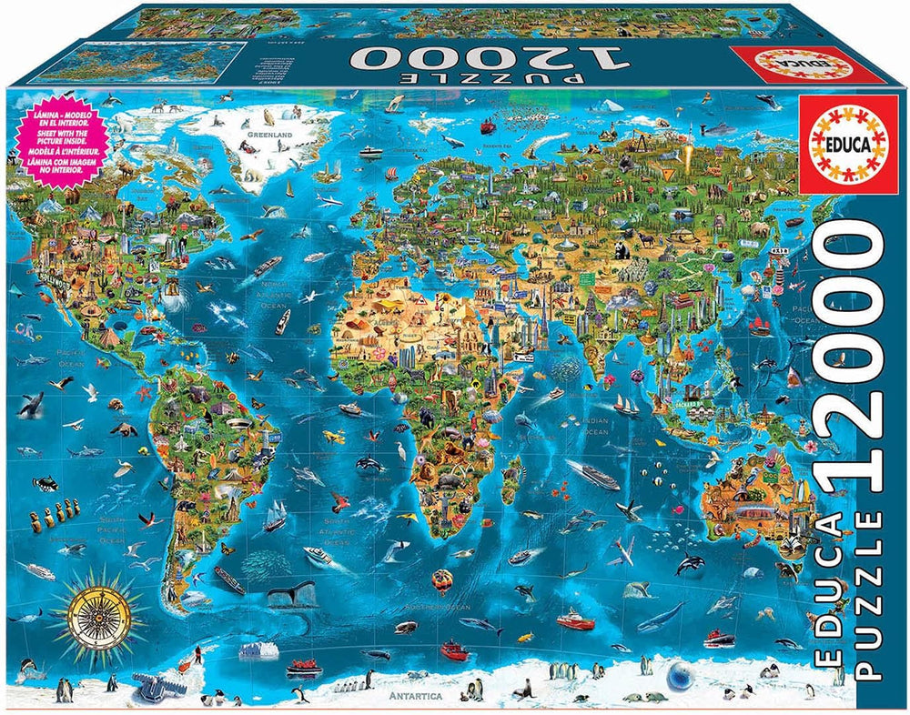 Educa - Wonder of the world, jigsaw puzzle 12000 pieces for adults and children from 14 years old, world map (19057) Puzzle Naty Shop Default title