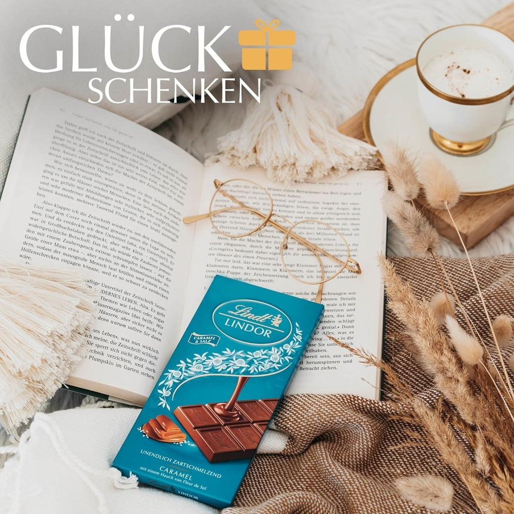 Lindt Chocolate LINDOR Caramel & Salt, 100 grame Bomboane de Ciocolata Naty Shop