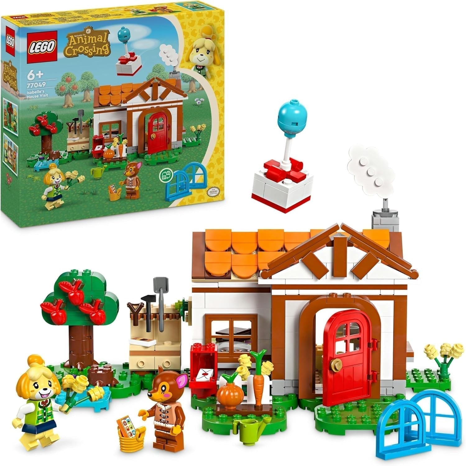 LEGO Animal Crossing Vizită de la Melinda, jucărie creativă pentru copii cu 2 mini-figurine din seria de jocuri video, inclusiv Fatima, Merch, cadou pentru fete și băieți de la 6 ani 77049 Seturi de constructie Besuche den LEGO-Store Singur