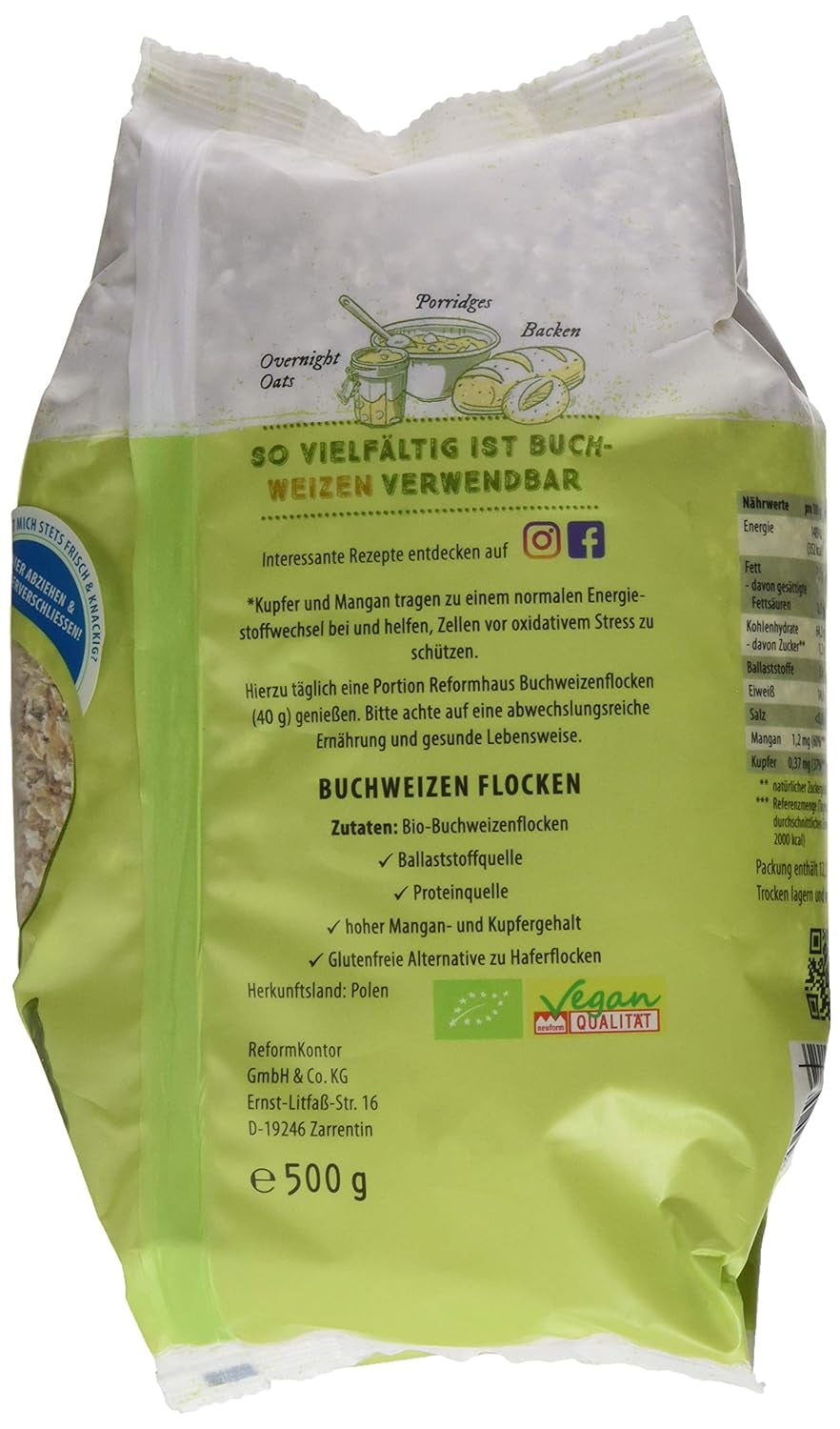 Organic buckwheat flakes, 500g
