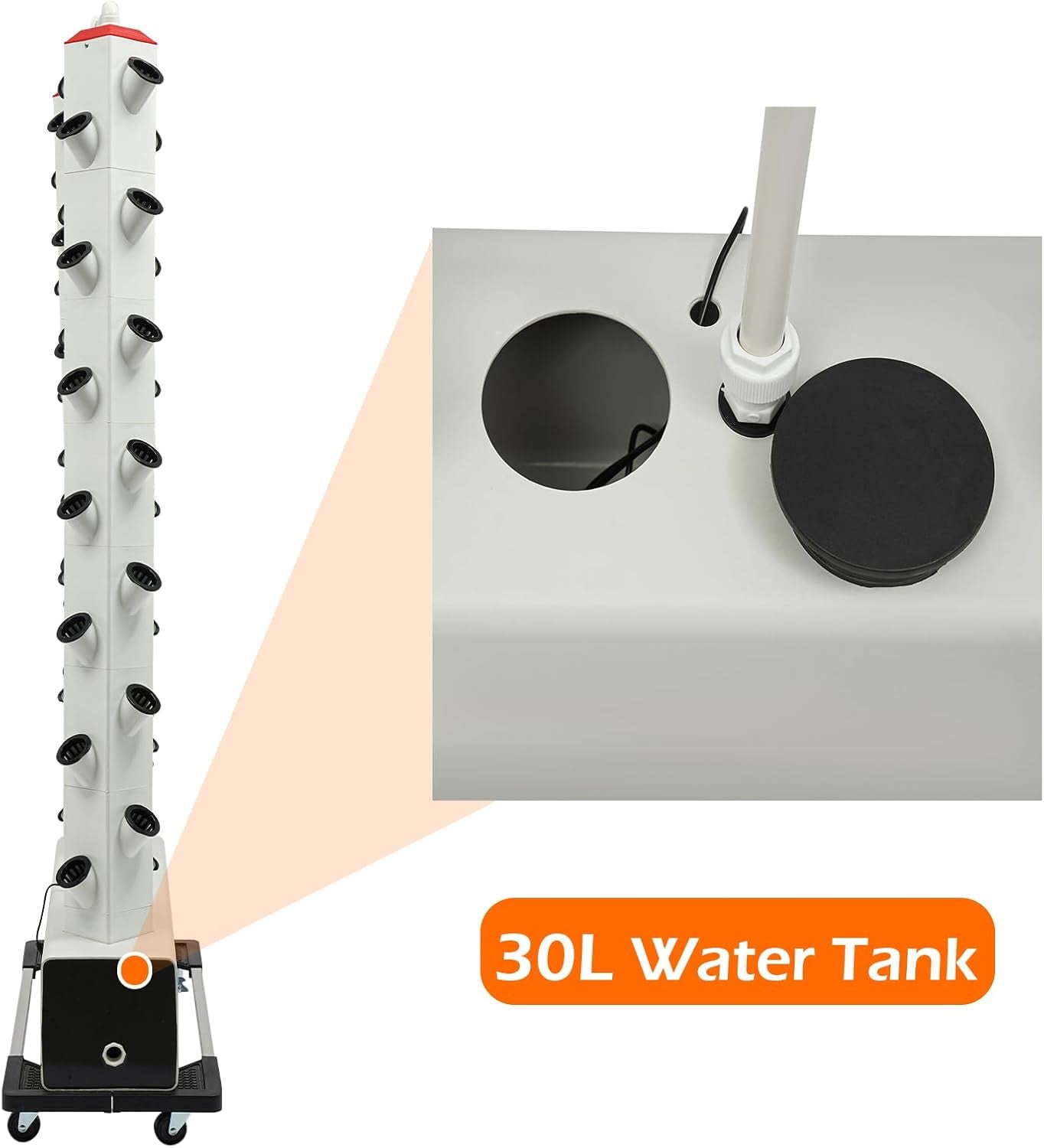 56 Capsules Hydroponic Grow System - Vertical Hydroponic Tower with 30L Water Tank, Garden Hydroponic Grow System, Herb Fruit Vegetable Aeroponic Grow Kit