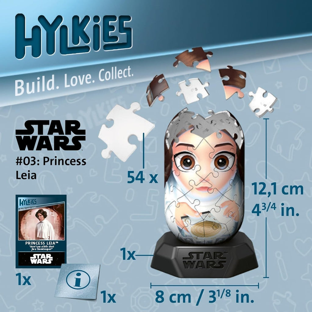 Ravensburger Hylkies: Figurine de colecție Star Wars de asamblat singur - Figura #03 - Prințesa Leia - Construiește, îndrăgostește-te, colecționează - Mini figurine pentru fanii Star Wars Action figures Naty Shop