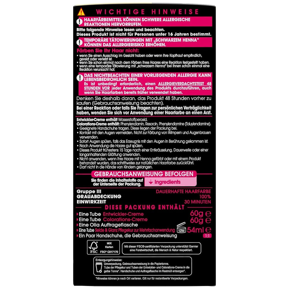 Garnier Olia Vopsea de păr permanentă fără amoniac, Vopsea de păr hrănitoare pentru acoperire 100% a părului gri, The Golds, 10.32 Platinum Gold (Blond), 3 bucăți Vopsea pentru par Naty Shop