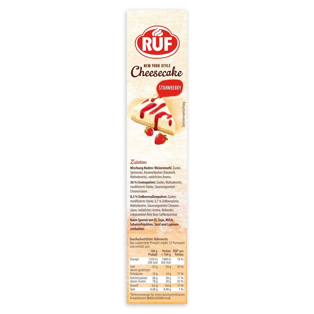 RUF New York Cheesecake Strawberry No Bake, Original American Cheesecake with strawberry sauce, 360 grams Kitchen Naty Shop