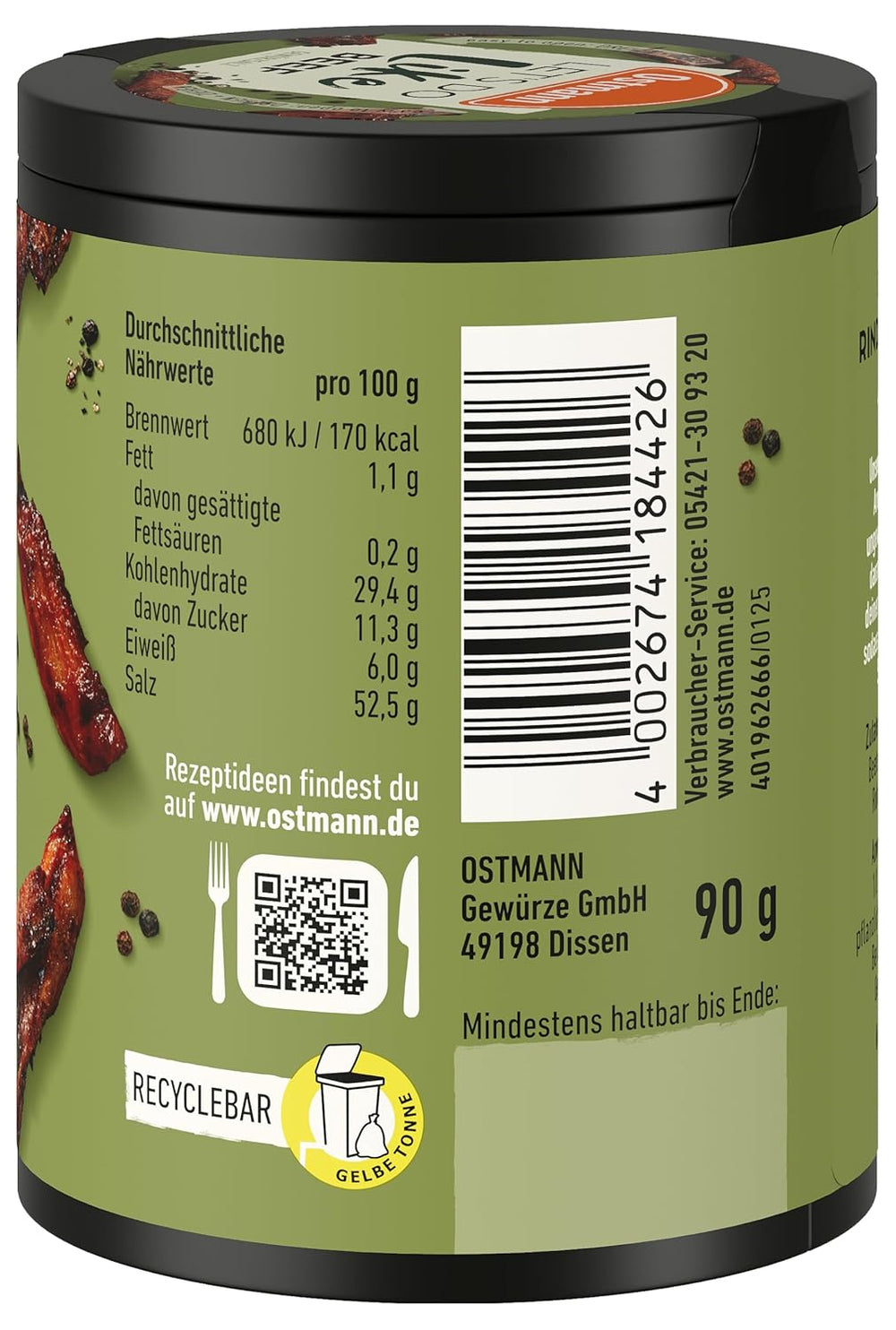 Ostmann Gewürze - Let's Do Like Beef | Rindfleisch-Geschmack für ungewürzte Fleischersatzprodukte | Gewürzsalz für Seitan, Tofu und vegetarian und vegane Gerichte | 90 g in Metalldose recyclebar