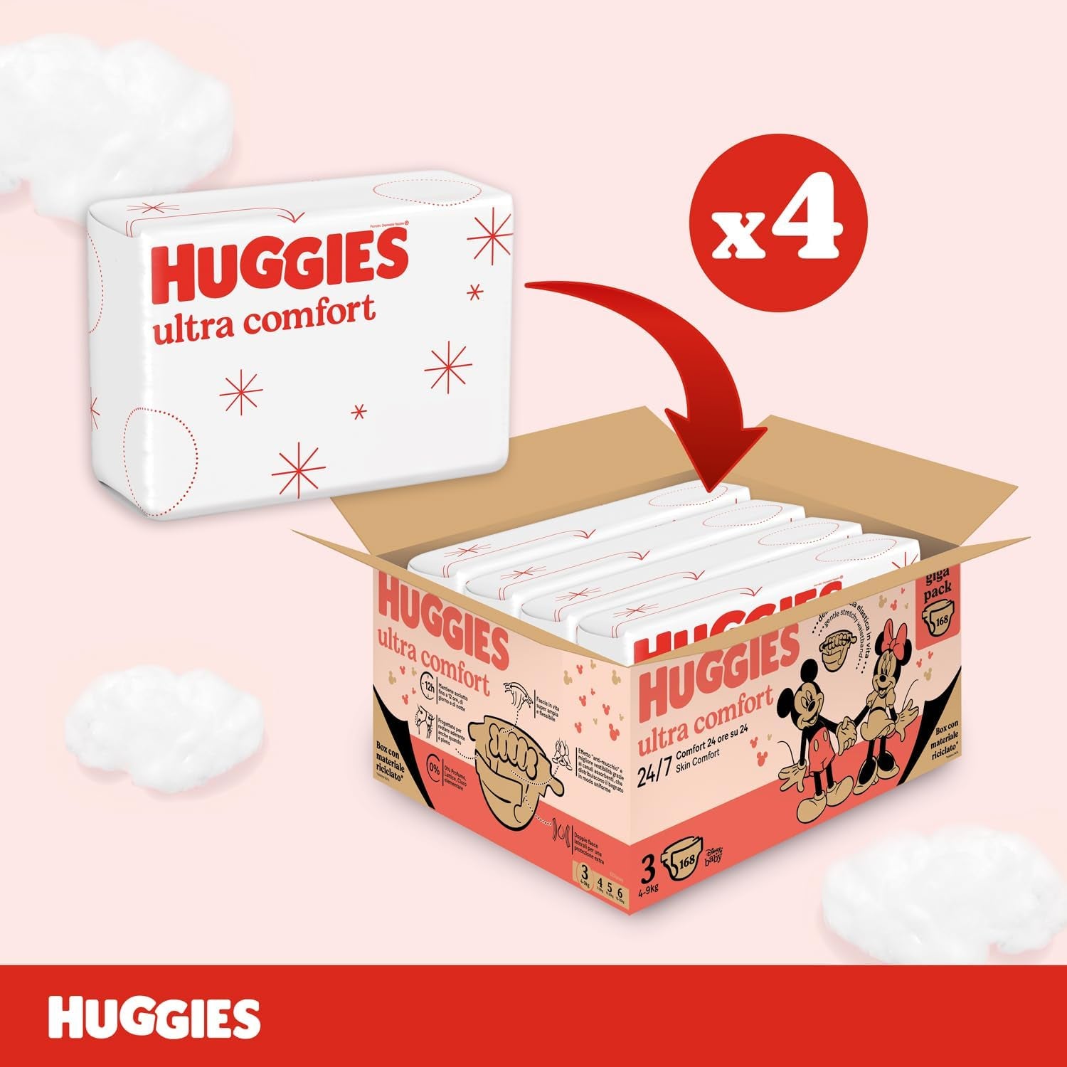Huggies Ultra Comfort diapers, size 3 (4-9 kg), Disney design, 168 pieces