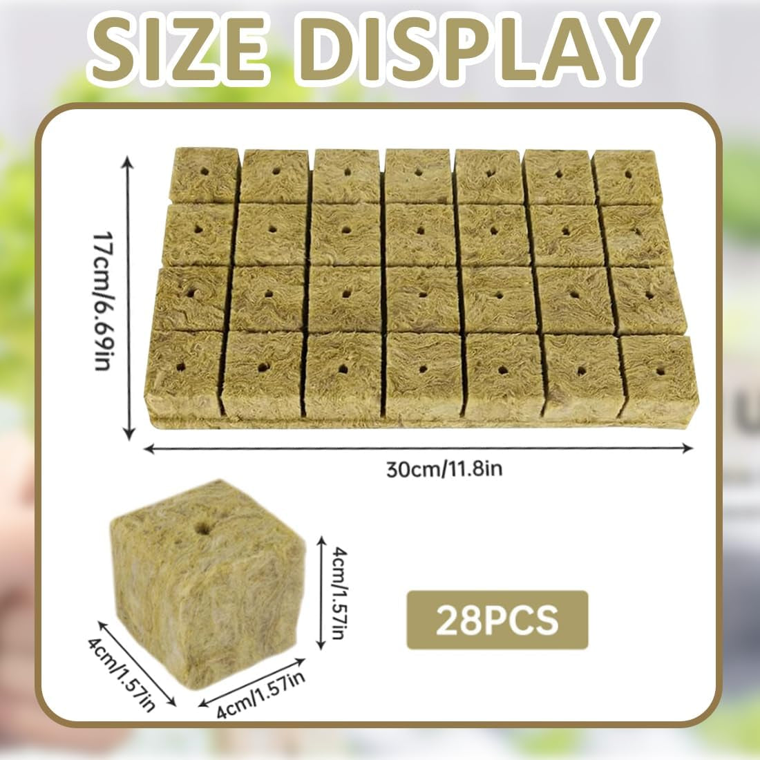 Rockwool Seedling Cubes 28 - Rockwool Cubes 4x4x4cm - Seedling Cubes, Rockwool Cubes, Hydroponic Seedling Systems/Cloned Plants/School Projects, Growing Seedlings Without Soil