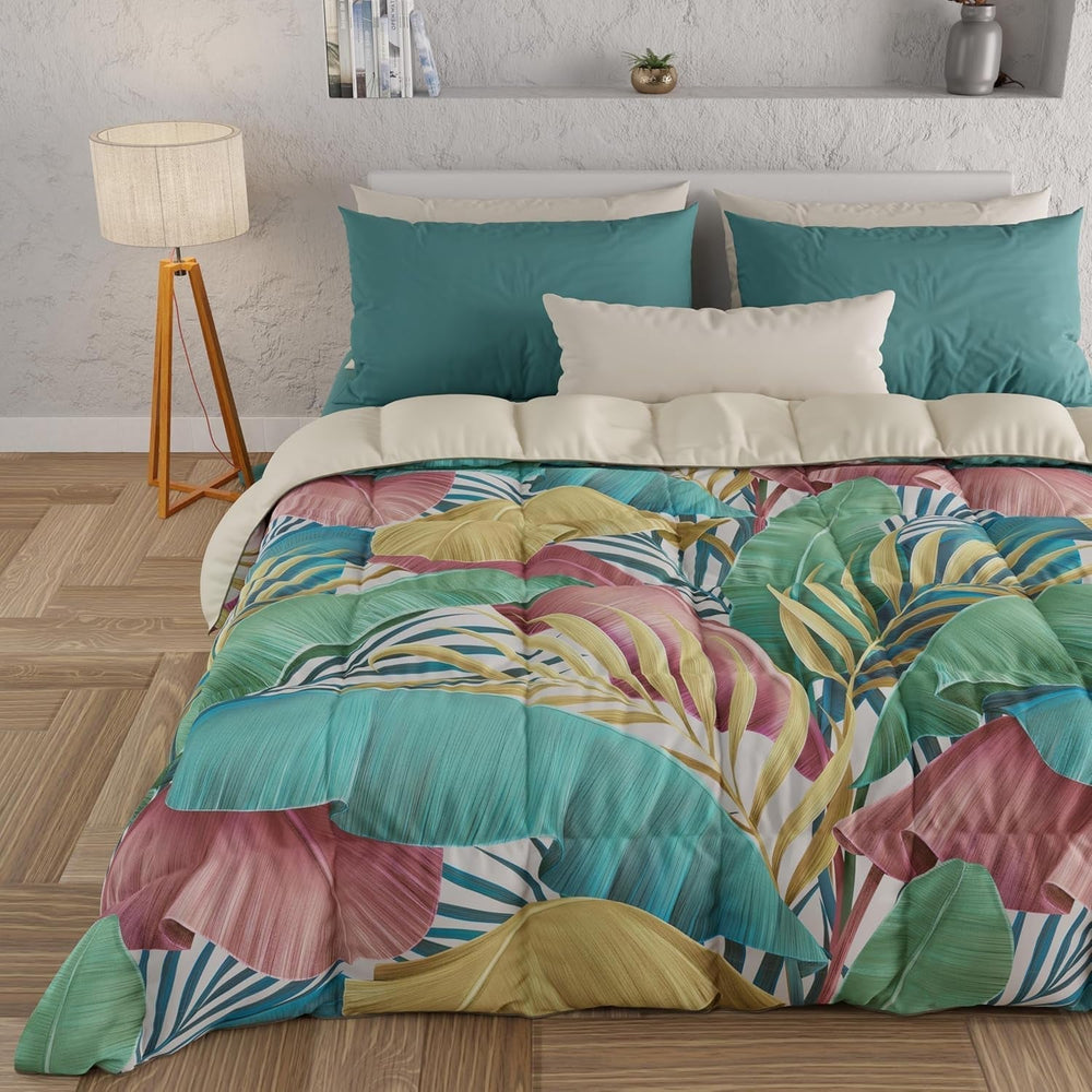 PETTI Artigiani Italiani - Plapumă de iarnă, Plapumă de iarnă, Plapumă simplă, Cu două fețe, Monocolor și imprimare digitală, 100% microfibră antialergică, Made in Italy