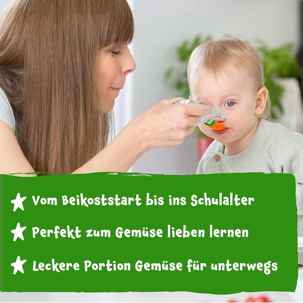 Pumpkin Organics Bio Gemüse-Getreide-Quetschie Kürbis, Birne, Apfel, Pflaume, Hafer ohne Zuckerzusatz¹ - ab 8 Monaten - als Snack oder Beikost für unterwegs (100g)