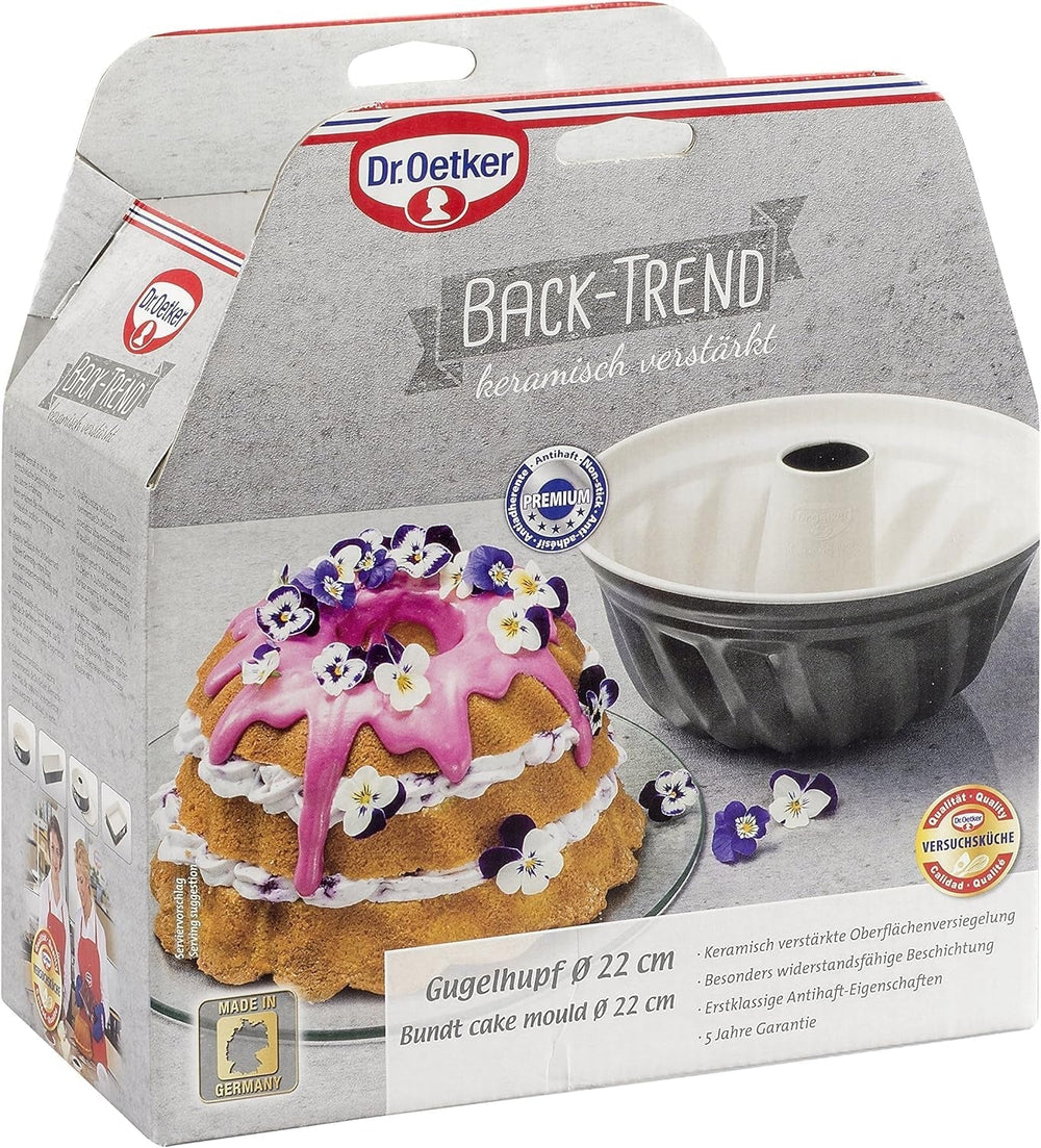 Dr. Oetker Gugelhupfform Ø 22 Cm BACK-TREND, Backform Für Gugelhupf, Runde Bundform Aus Stahl Mit Keramisch Verstärkter Antihaft-Beschichtung (Farbe: Creme/Anthrazit), Menge: 1 Stück Molds and trays for baking Naty Shop