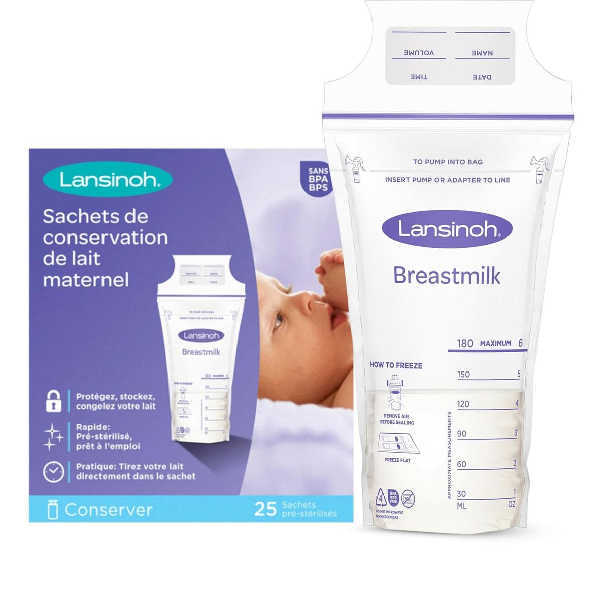 Lansinoh storage bags for breast milk, 25 pieces Food and Breastfeeding Accessories Bebe Naty Shop