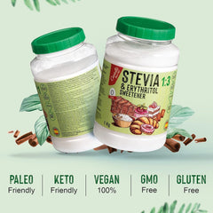 Stevia + Erythritol 1:3 Süßstoff | 1G = 3G Zucker | 100% Natürlicher Zuckerersatz - 0 Kalorien - 0 Glykämischer Index - Keto Und Paleo - 0 Netto-Kohlenhydrate - Kein GVO - Castello since 1907-1 Kg Sweeteners Naty Shop
