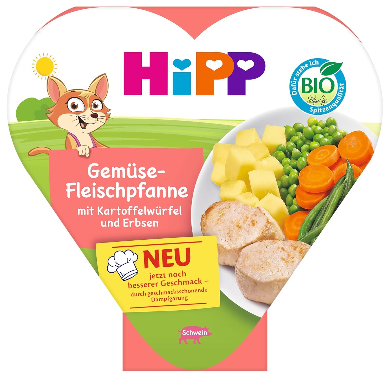 HiPP Organic vegetable and meat stews with diced potatoes and peas (6 x 250g), meal from 1 year, lightly steamed, vegetarian, suitable seasoning for children, organic quality