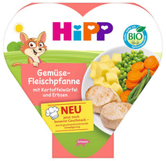 HiPP Organic vegetable and meat stews with diced potatoes and peas (6 x 250g), meal from 1 year, lightly steamed, vegetarian, suitable seasoning for children, organic quality
