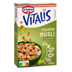 Dr. Oetker Vitalis Classic Crispy Muesli: Large Pack of Crispy Breakfast Muesli with Raisins, 1 Pack, 1.5kg