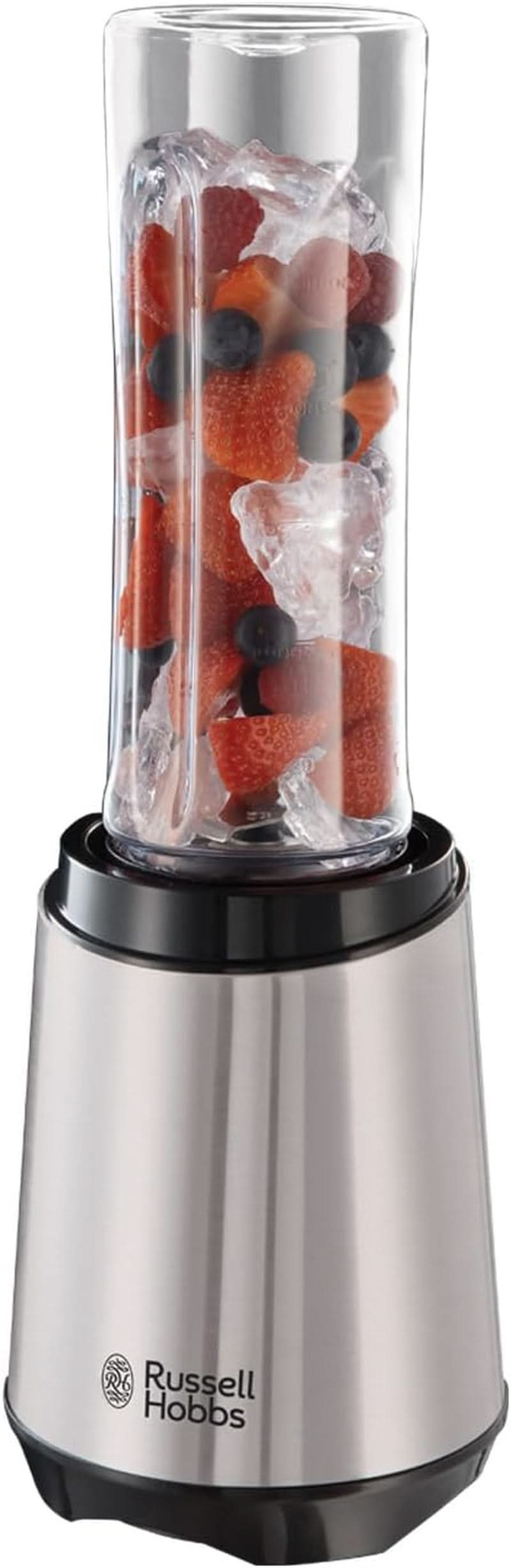 Russell Hobbs Mixer - Standmixer & Smoothie Maker to Go [23,500 U/Min Power-Motor] Inkl. 1X Mixbehälter 600Ml (Bpa-Frei, Spülmaschinen- & Bruchfest Inkl. Deckel) Zerkleinerer, Edelstahl, 23472-56 Kitchen Naty Shop Mixer