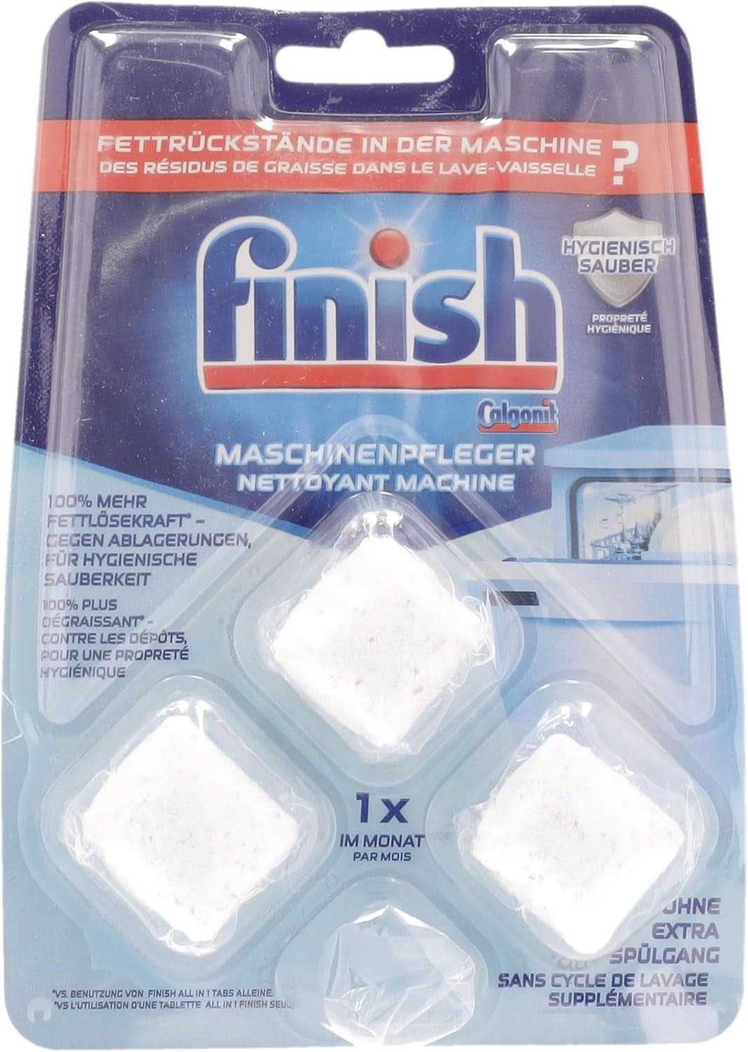 Finish Machine Cleaner Tabs - Pastile pentru mașina de spălat vase împotriva murdăriei și grăsimii din interiorul mașinii de spălat vase, 3 pastile Naty Shop