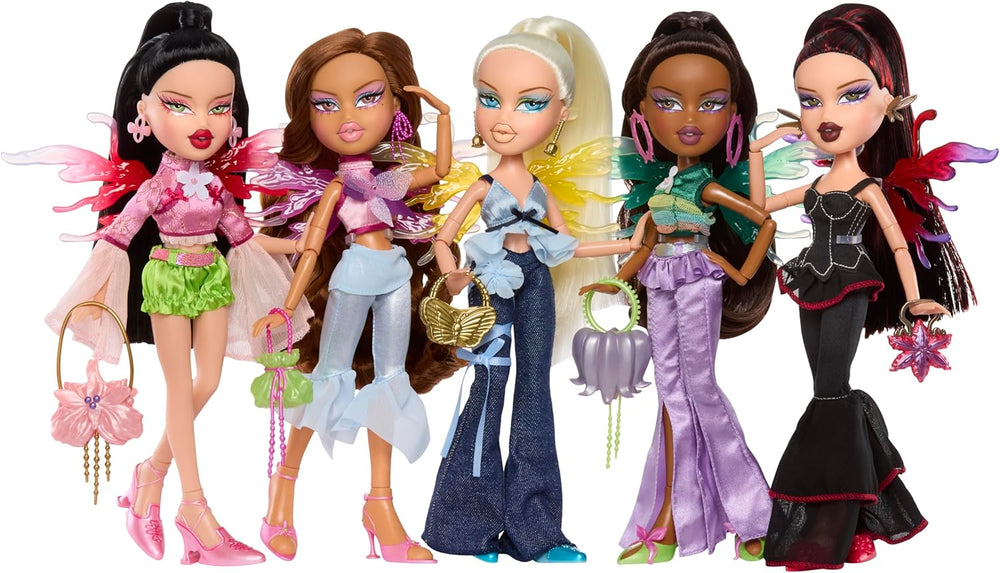 Păpușă Bratz Fashion Pixiez Sasha - Păpușă de colecție fantastică cu modă și accesorii reale, aripi care se transformă într-un inel
