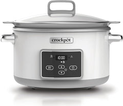 Crock-Pot Digital Slow Cooker Saute Slow Cooker with Duraceramic 5 liters, CSC026X Slow Cooker Naty Shop White 5 liters