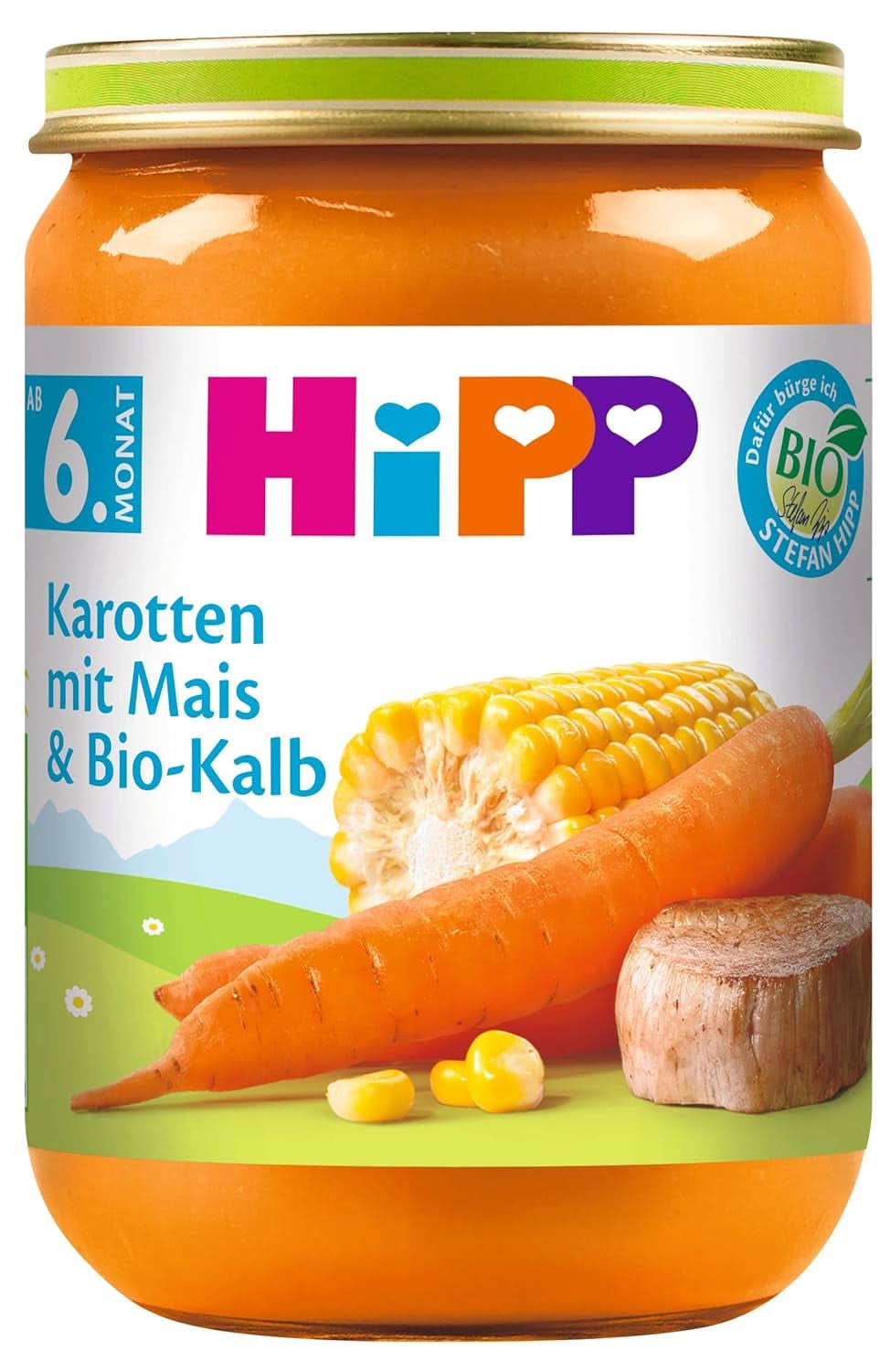 Hipp sweet corn with mashed potatoes and organic turkey, pack of 6 (6 X 190 grams) Mother and Child Naty Shop 6 x 190 grams Carrots with organic corn and veal