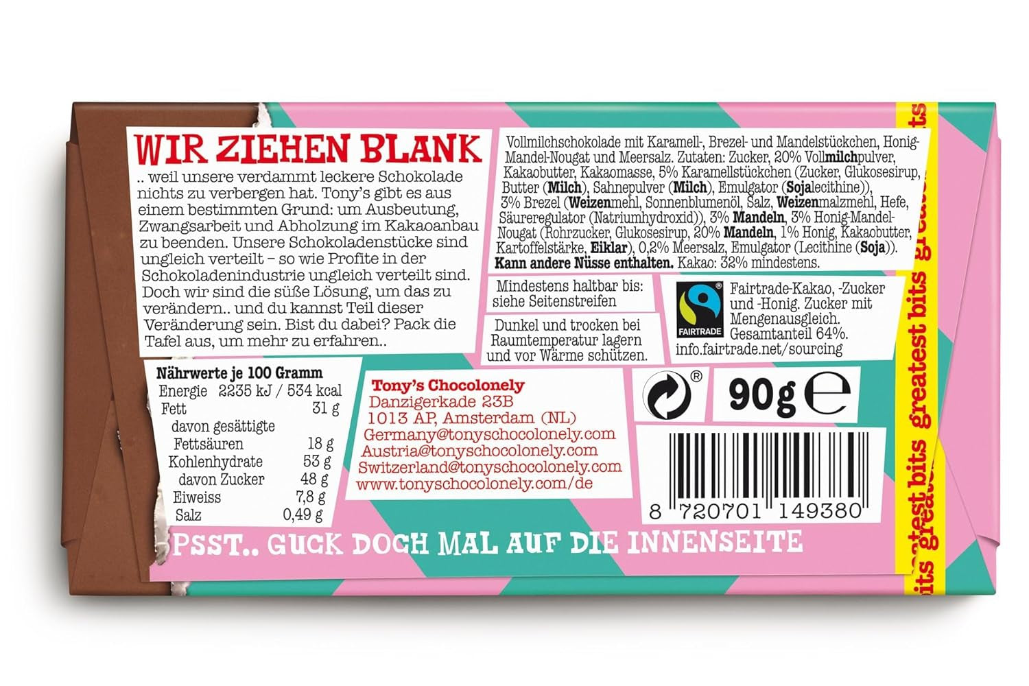 Tony's Chocolonely - Whole milk "Greatest Bits" 90g