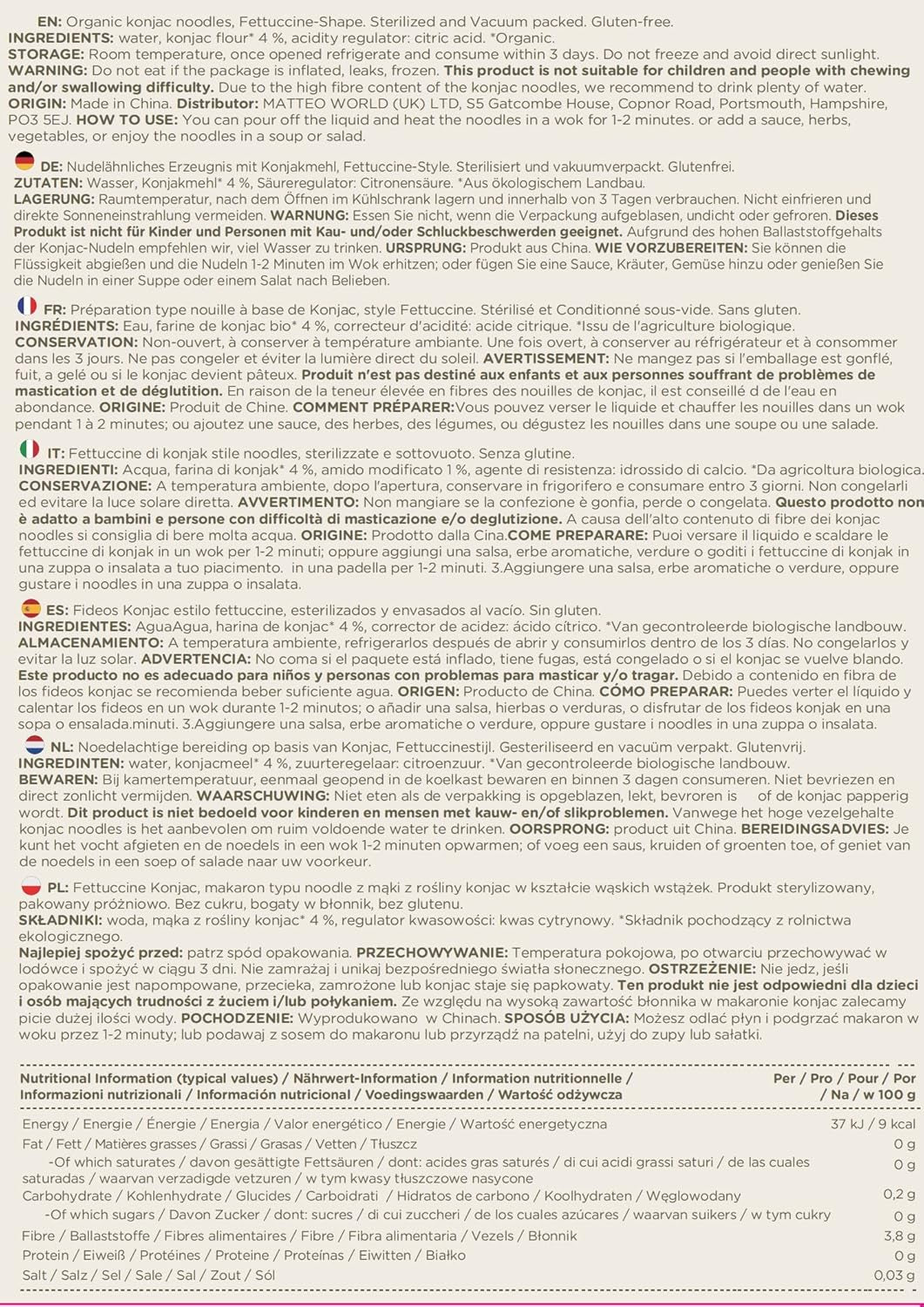 Elf-Family 6 Boxes (12 Pcs) Organic Konjac Ultra Low Carb Shirataki Noodles Vegan Gluten Free - 1.62 kg, No Carb/Keto/Low Calorie/Fat Free/Sugar Free Instant Noodles - Spaghetti and Fettuccine