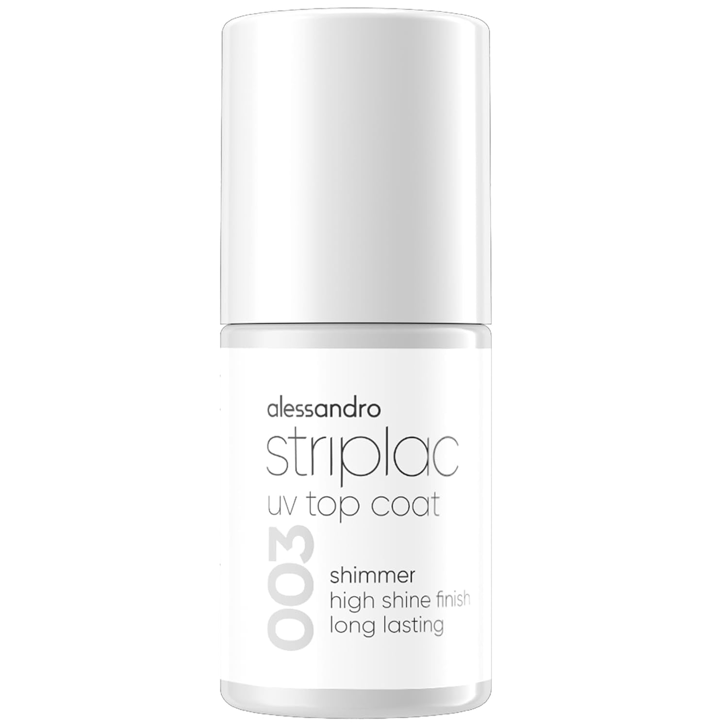 alessandro Striplac UV Top Coat Shimmer - Bright, scratch-resistant nails up to 15 days - Can be used with or without dye - Gentle removal technology - Vegan - Silver, Transparent, 6.5 ml