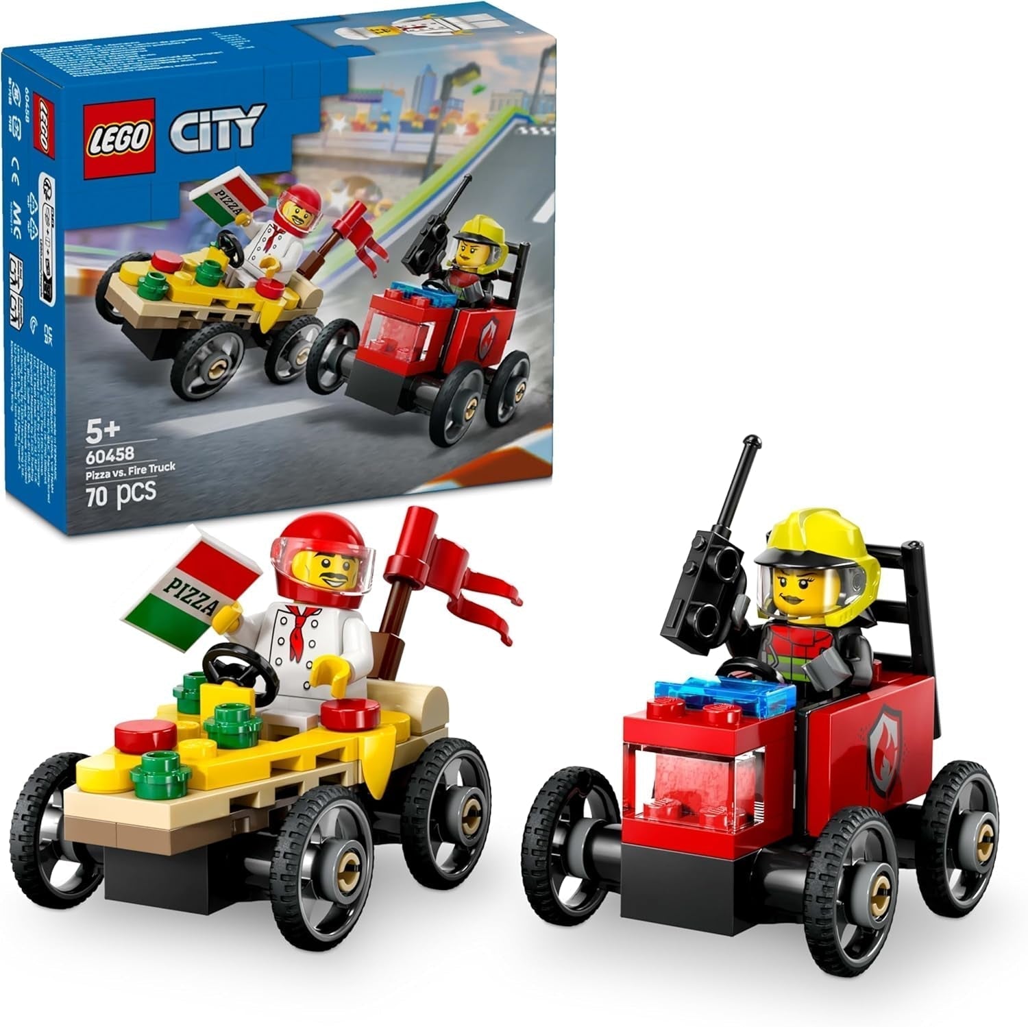 LEGO City Pizza Delivery Van Vs. Pizza Truck - Soap Box Toy for Girls and Boys 5+ - Building Set with 2 Driver Minifigures - Birthday and Holiday Gift 60458 Building Sets Besuche den LEGO-Store Default Title