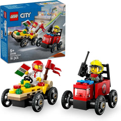 LEGO City Pizza Delivery Van Vs. Pizza Truck - Soap Box Toy for Girls and Boys 5+ - Building Set with 2 Driver Minifigures - Birthday and Holiday Gift 60458 Building Sets Besuche den LEGO-Store Default Title