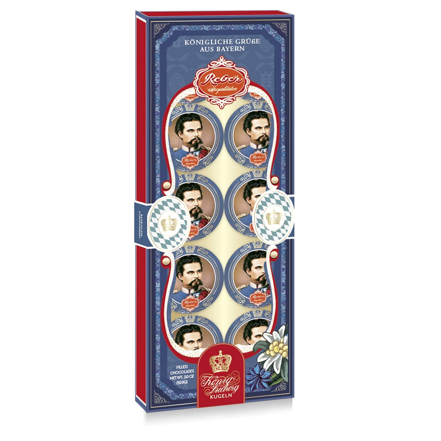 Reber Mozart balls with dark chocolate, pack of 6 with marzipan and nougat, vegan - 1 x 120 g