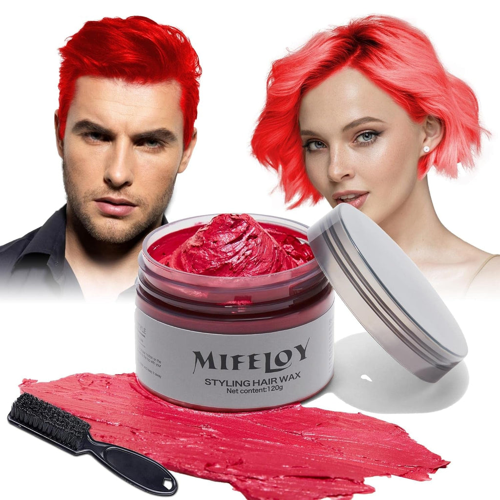 4.23 oz Purple Hair Tint Culoare temporară a părului cu perii, bărbați femei Styling Hair Tone Wax, Instant Hair Cream Mud Natural Hairstyle Pomade, DIY Cosplay Halloween Hair Wax Vopsea pentru par Naty Shop Roșu